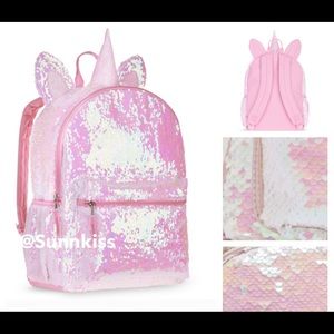Unicorn Sequin Backpack Reversible book Bag Pink